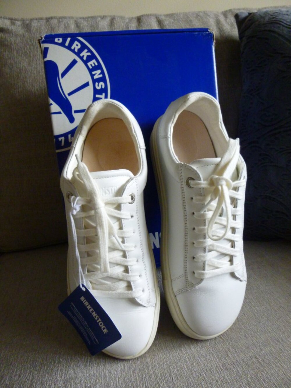 Womens BIRKENSTOCK 'Bend Low' White Leather Sneakers Size 38/8 Medium - Picture 12 of 13